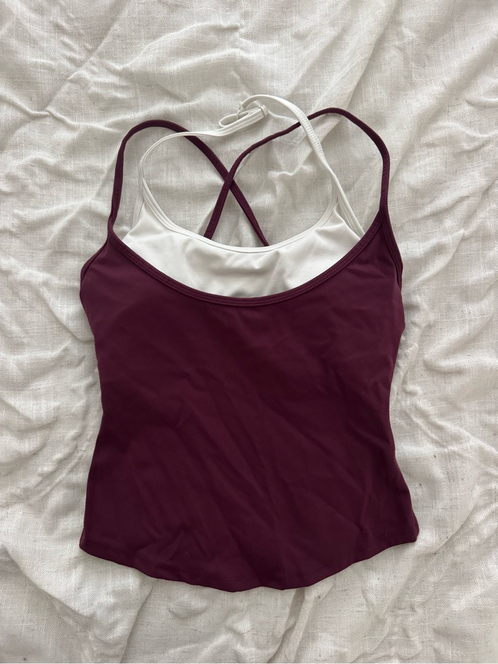 Garage Double-Strap tank in Plum and White - Picture 1 of 4